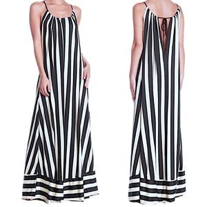 Go Couture Bold Stripe Maxi Dress Small 2 4 Sleeveless Back Neck Tie Flowy Comfy